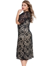 Plus Size V-Neck Half Sleeve Lace Midi Dress