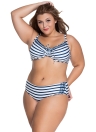 Branco da Marinha listradas Underwire curvilíneas Swimsuit