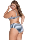 Branco da Marinha listradas Underwire curvilíneas Swimsuit