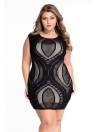 Sapphire Optical Lace Nude Illusion Plus Size Bodycon Dress