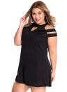 Black Plus Size Cold Shoulder Swing Dress