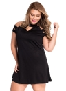 Black Plus Size Cold Shoulder Swing Dress