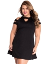 Black Plus Size Cold Shoulder Swing Dress