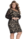 Illusion Long Sleeves Plus Size Dress