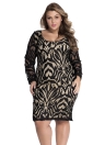 Illusion Long Sleeves Plus Size Dress