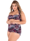 Galaxy impressão Ruched Top cintura alta Plus Size Swimsuit