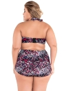 Galaxy impressão Ruched Top cintura alta Plus Size Swimsuit