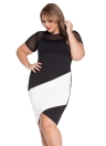 Sexy Plus Size Curve Body-conscious Asymmetric Color Block Black Dress