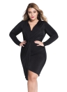 Plus Size Knot Front Plunge Jersey Pencil Dress