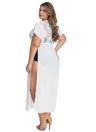 White Chiffon Kimono Sleeves High Slits Beachwear