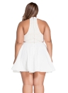 Laço branco Nude Irregular em camadas Skater Dress