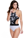 Mulheres sem encosto Floral imprimir uma peça Swimwear