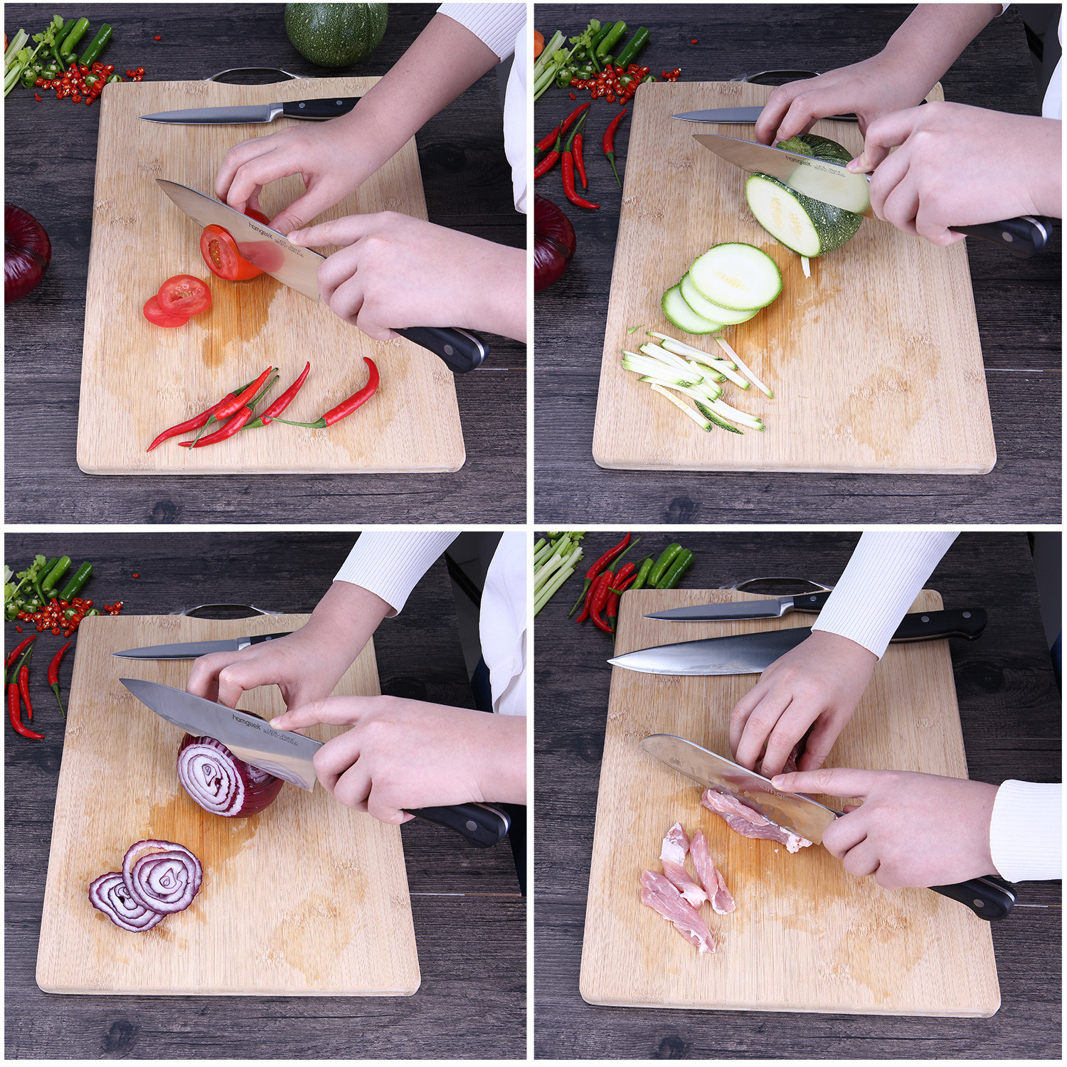 Homgeek Kitchen Knife Set 15pcs with Wooden Block