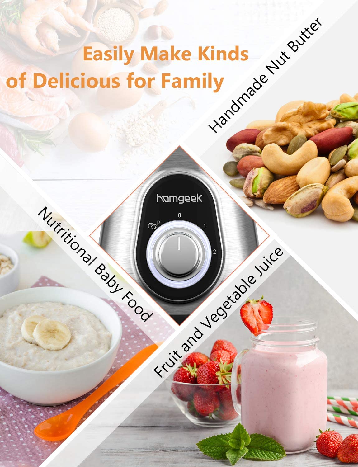 Homgeek Blender Smoothie Maker 700W