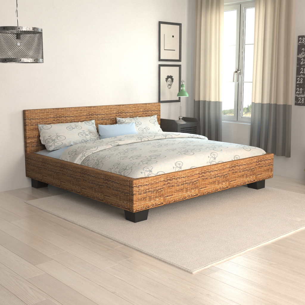 Brown handwoven abaca rattan bed 140 x 200 cm lovdock.com Sengestel 140x200