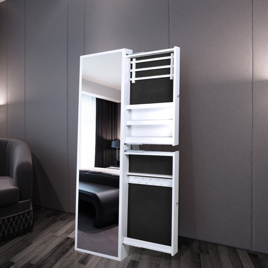 Armoire à bijoux avec miroir blanche Armoire à bijoux avec miroir blanche