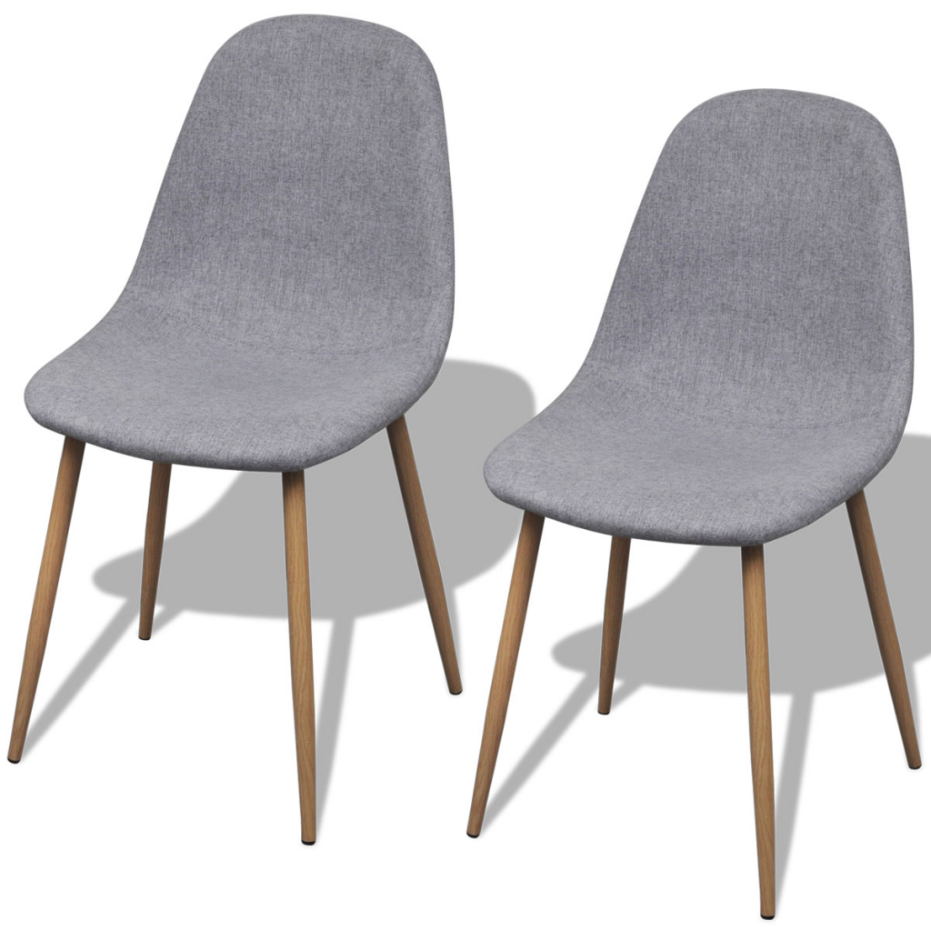 Lot de 2 chaises en tissu et pieds en fer pour salle à manger Gris Clair Lot de 2 chaises en tissu et pieds en fer pour salle à manger Gris Clair