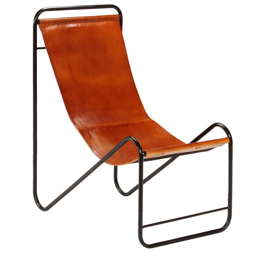 Des 119 99 Chaise De Relaxation Cuir Veritable Marron