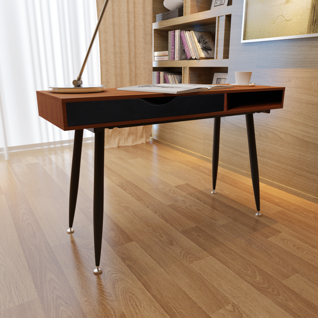 Wood Brown Workstation Computer Desk Laptop Table Lovdock Com Brown Workstation Computer Desk Laptop Table