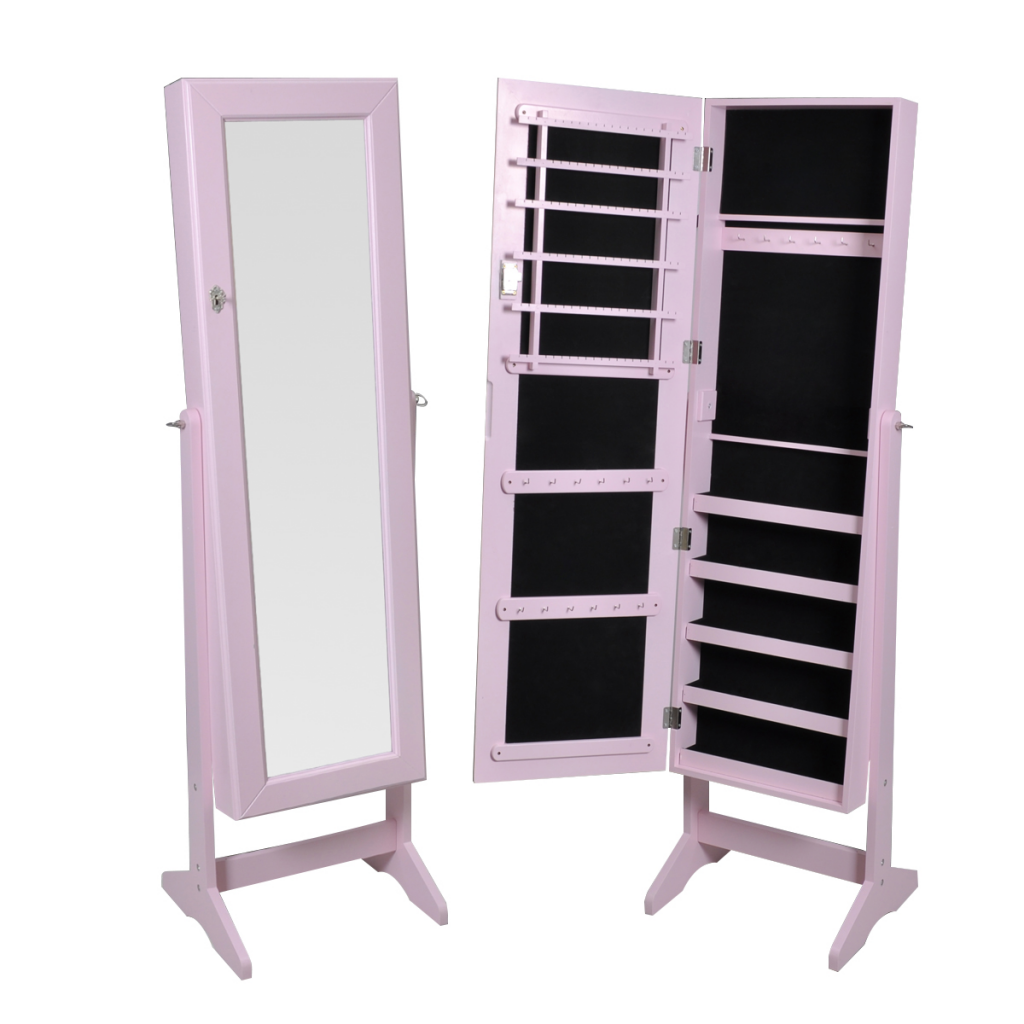 Quality And Jewelry Armoires At Lovdock Com Pink Free Standing Jewelry Cabinet With Mirror
