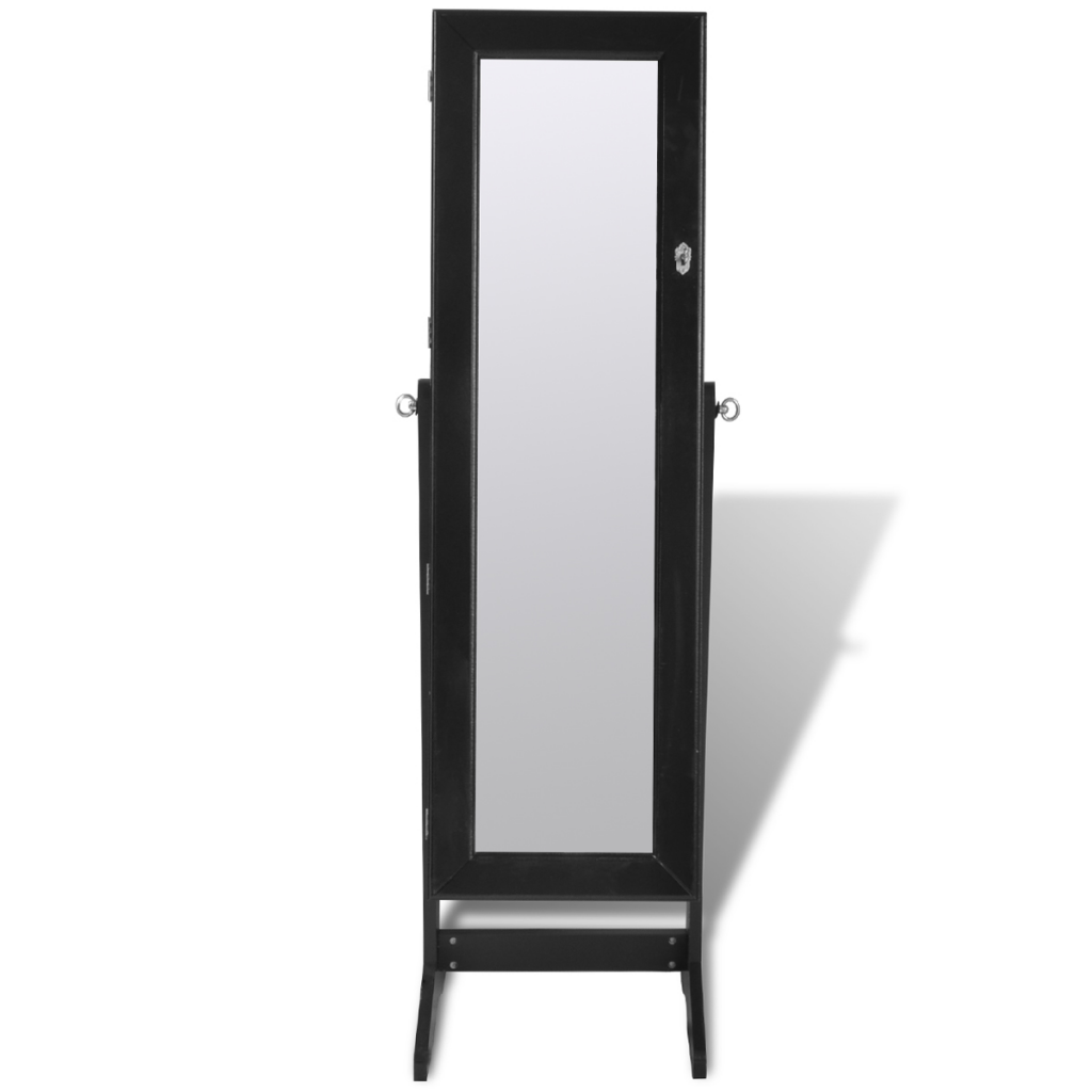 Black Free Standing Jewelry Cabinet With Led Light And Mirror Black Free Standing Jewelry Cabinet With Led Light And Mirror