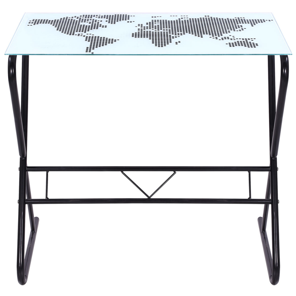Black Glass Desk With World Map Pattern Lovdock Com