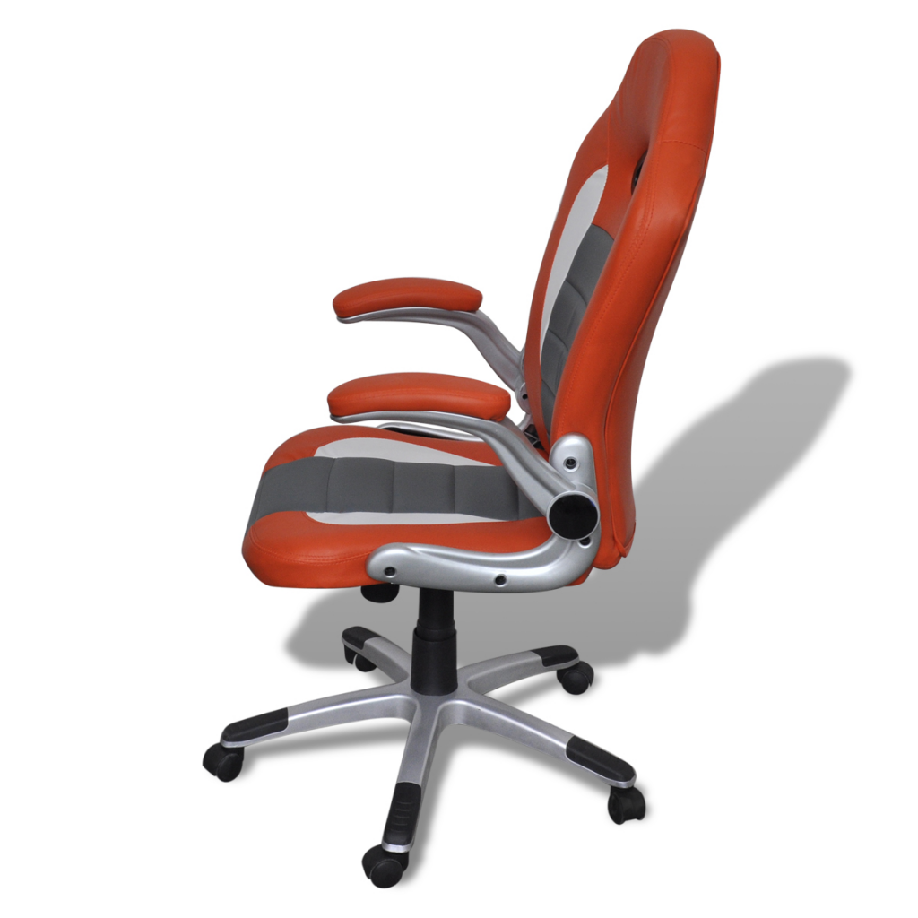 Artificial Leather Office Chair Height Adjustable Modern Orange