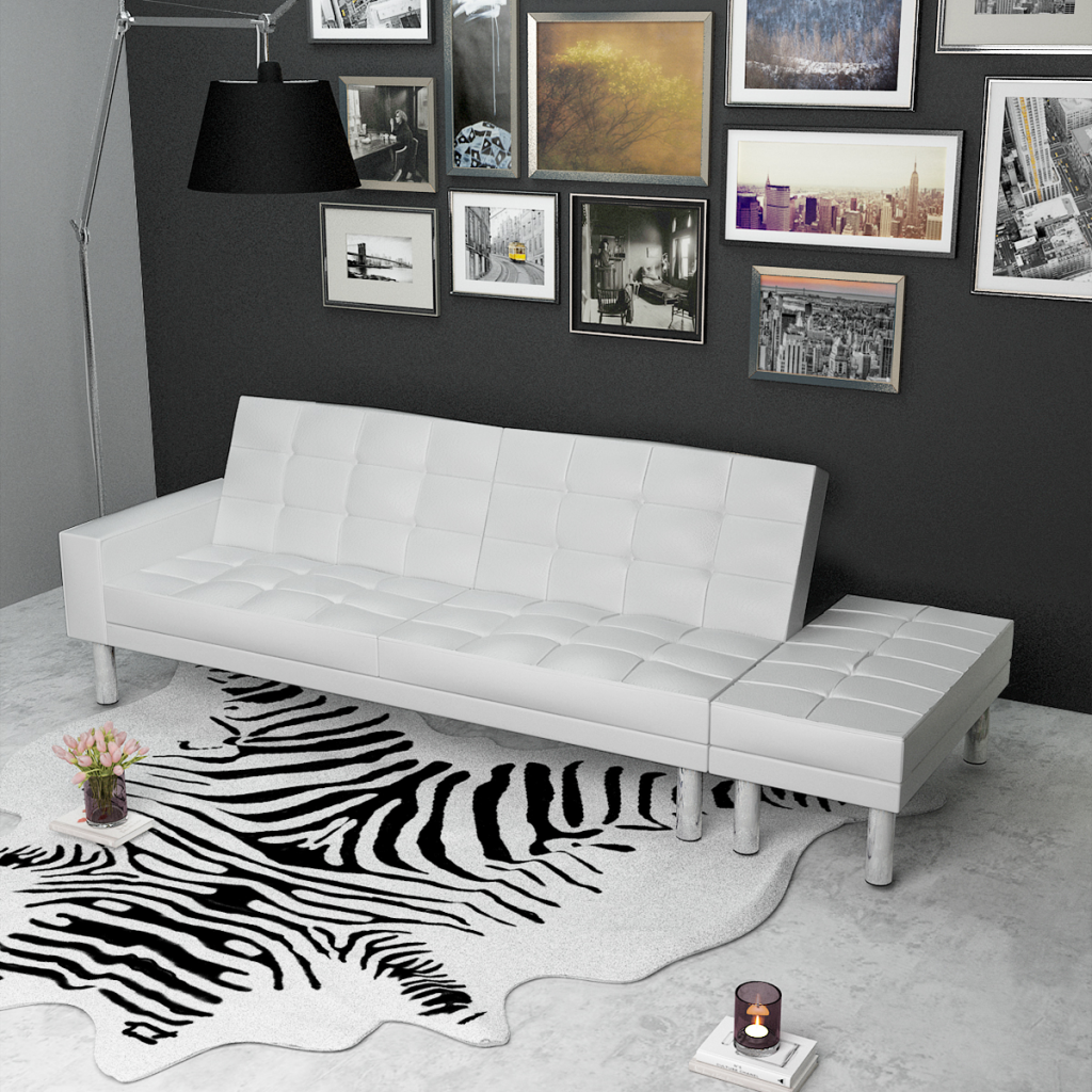 Blancos ajustable Sofá cama de cuero artificial