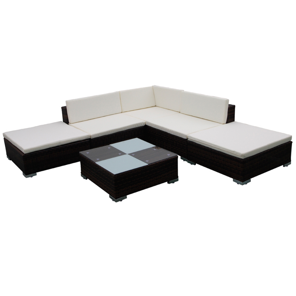 Salon de jardin en rotin marron pour 6 personnes Salon de jardin en rotin marron pour 6 personnes