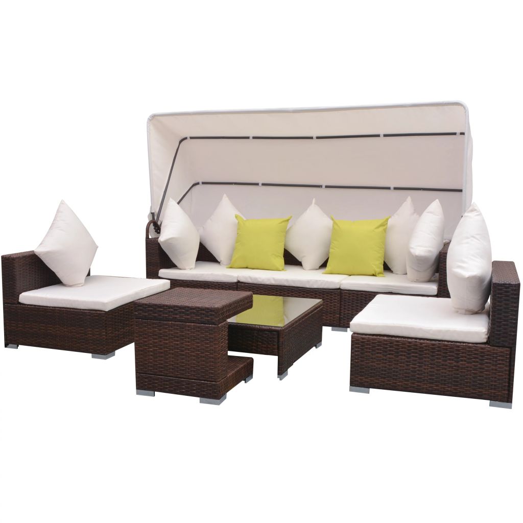 Ensemble de canapé de jardin 23 pcs à baldaquin rotin marron Ensemble de canapé de jardin 23 pcs à baldaquin rotin marron