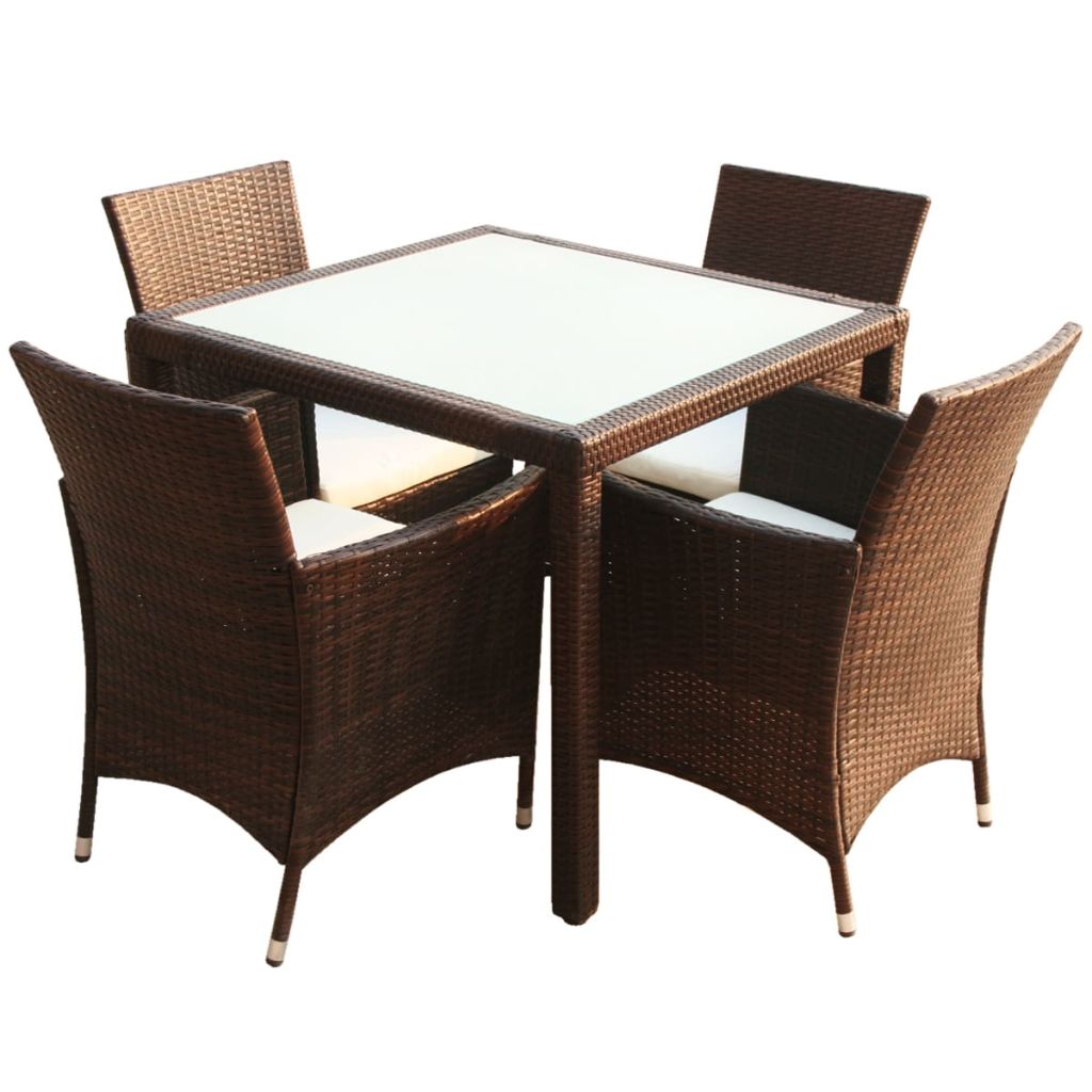 Festnight Set of 9-piece garden furniture Synthetic rattan Brown