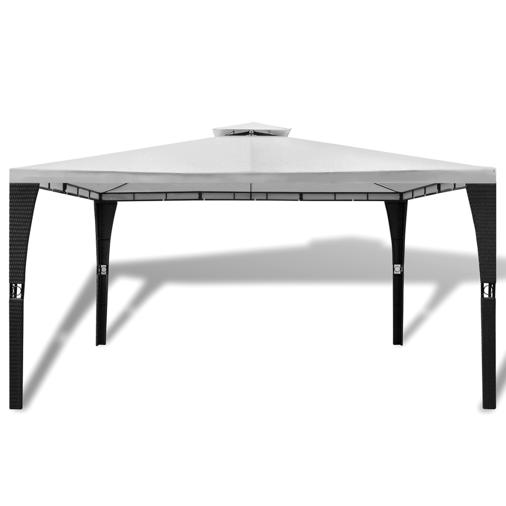 white Poly Rattan Gazebo with Cream White Roof 10' x 13'