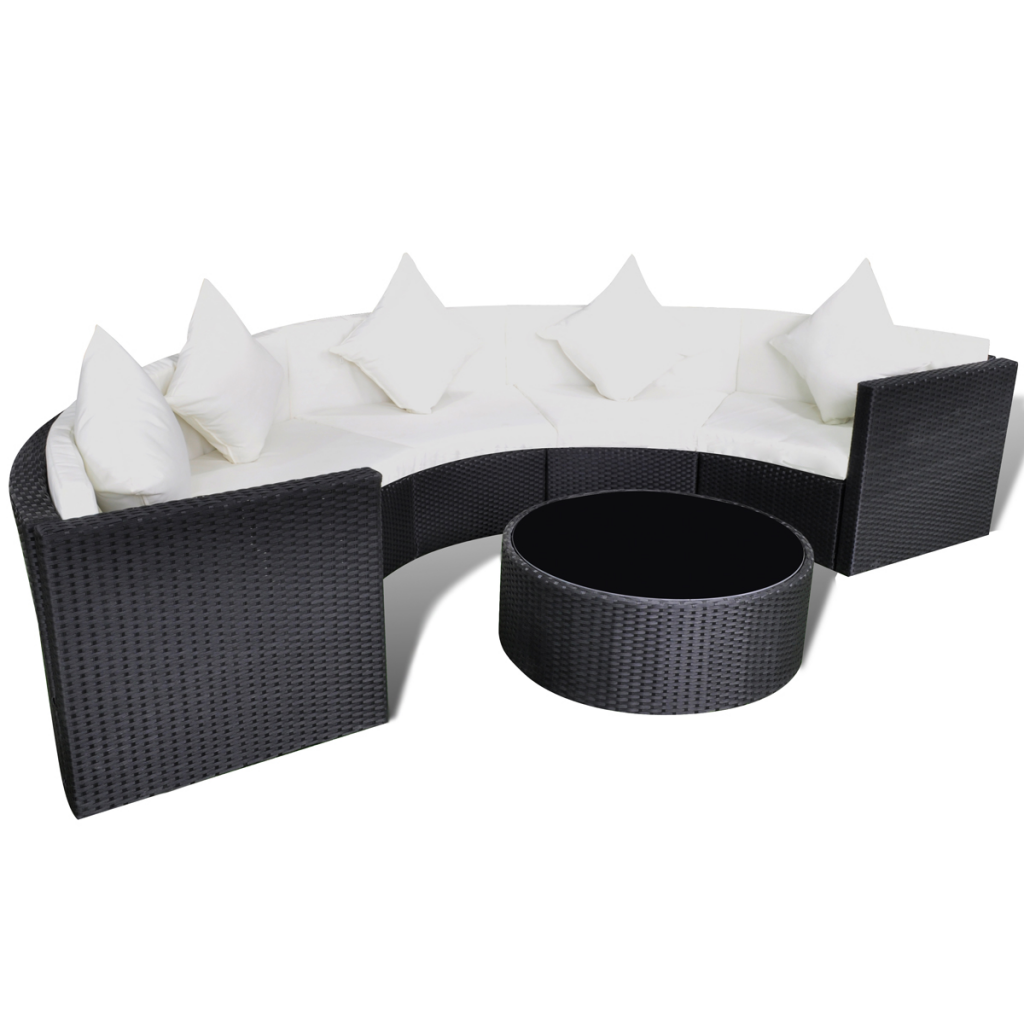 Black Garden Sofa Set Half Round Poly Rattan Lovdock Com Garden Sofa Set Half Round Poly Rattan Black