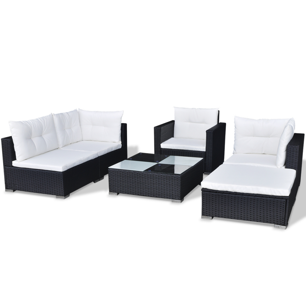 black 17 Piece Garden Sofa Set Black Poly Rattan - LovDock.com