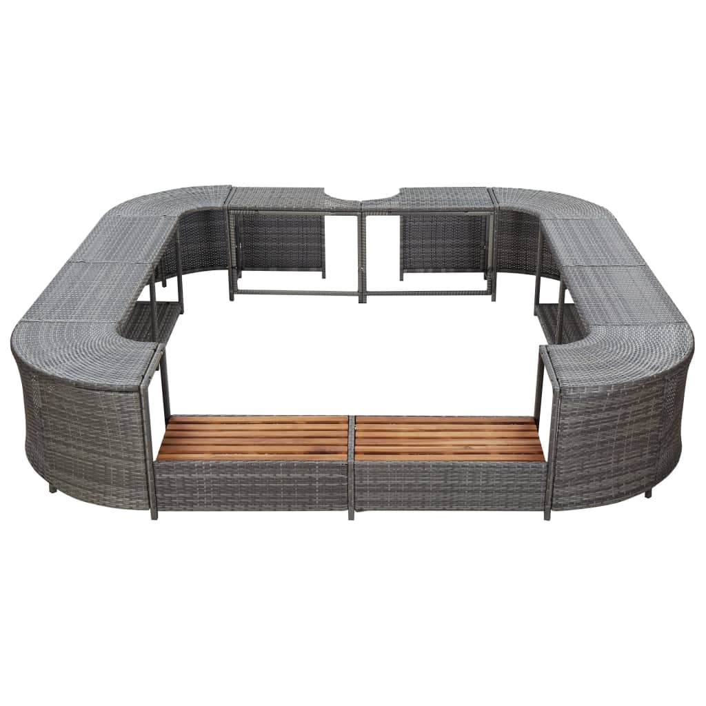Festnight Square Spa Surround, Poly Rattan Square Hot Tub Surround Gray 105.5"x105.5" x 21.7"