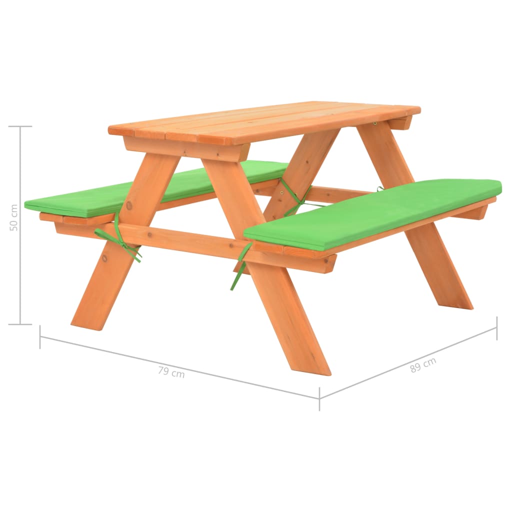 Festnight Children's Garden Picnic Table with Benches 89x79x50 cm Fir