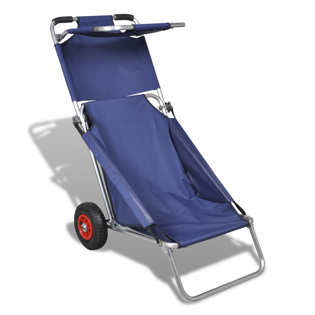 Blue Portable Beach Trolley Chair Table Three In One Portable Beach Trolley Chair Table Three In One Blue
