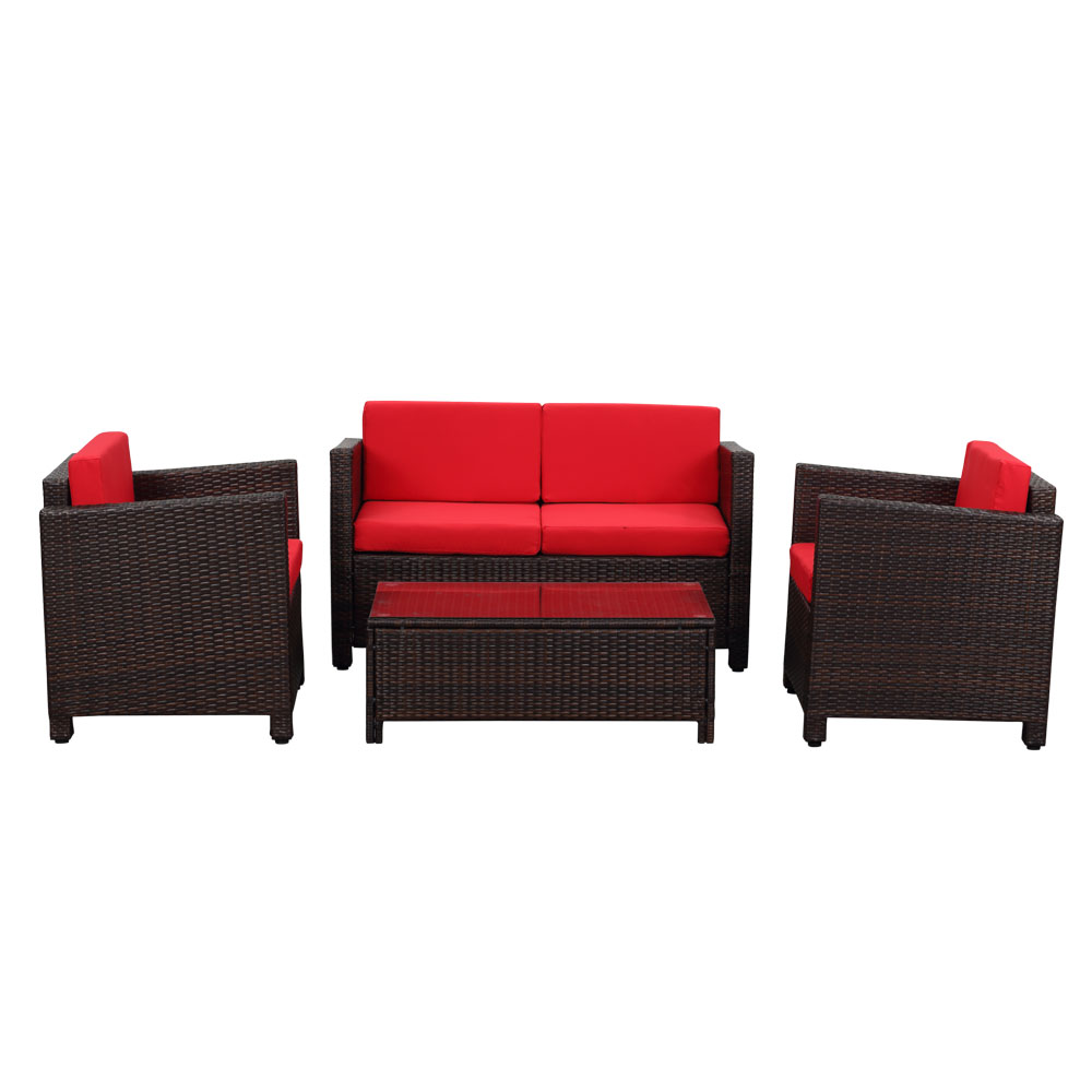 Nur 435.00€, rot Salon de jardin iKayaa 4 personnes – 2 fauteuils + ... Nur 435.00€, rot Salon de jardin iKayaa 4 personnes – 2 fauteuils + ...