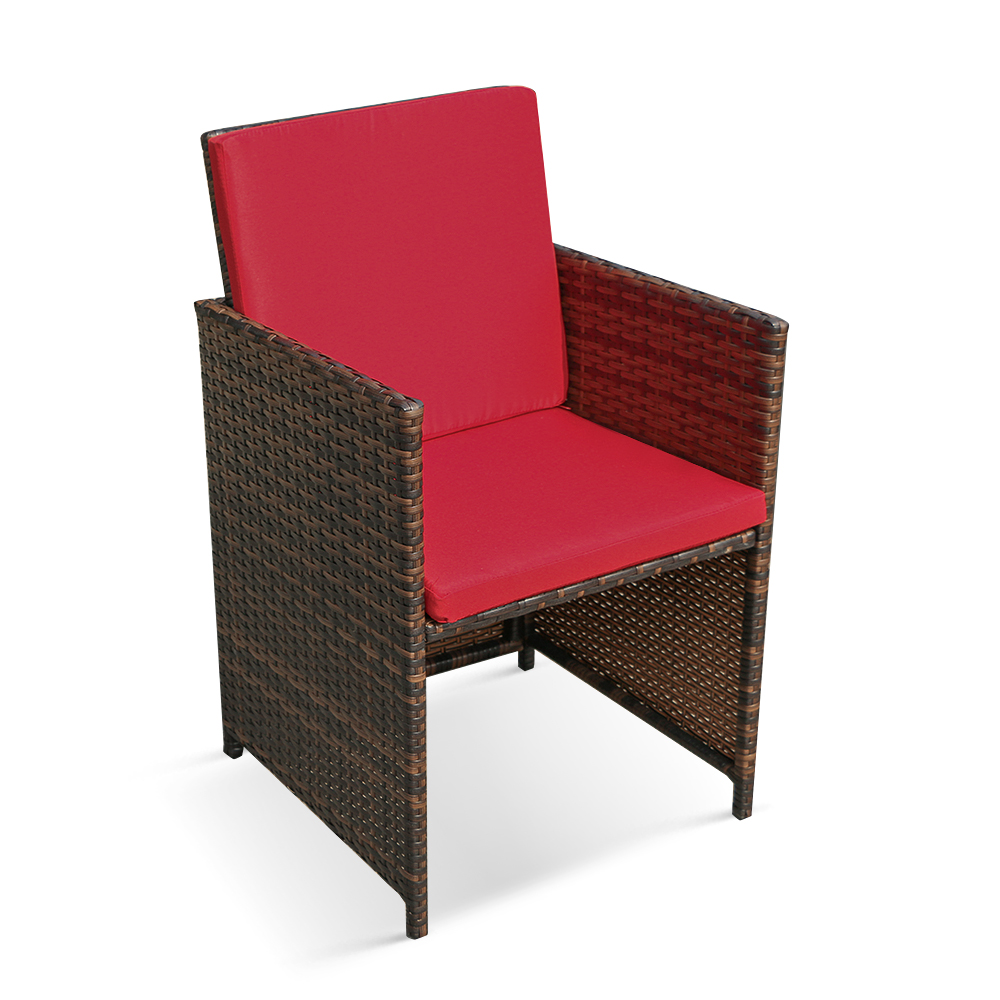 iKayaa 9PCS / 8 asientos de ratán de jardín del patio al aire libre