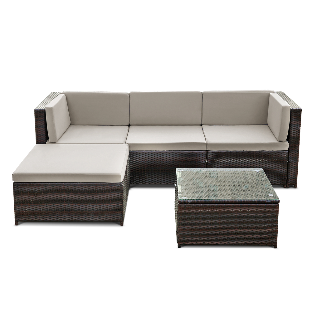 Solo 980.46€, ikayaa 5pcs pe rattan wicker patio giardino set divano ... Set divano rattan