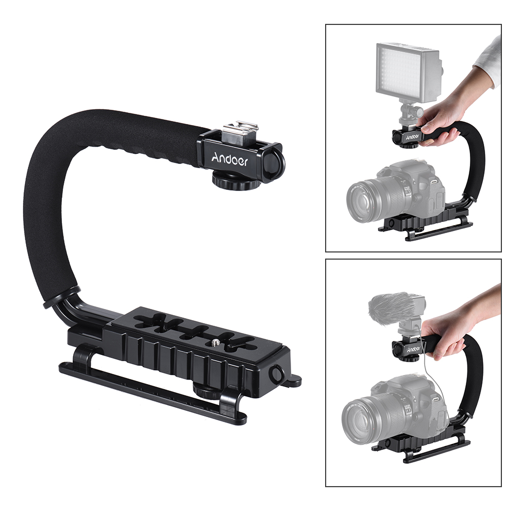 U/C Shaped Flash Bracket Holder Handle Handheld Action Stabilizer Grip