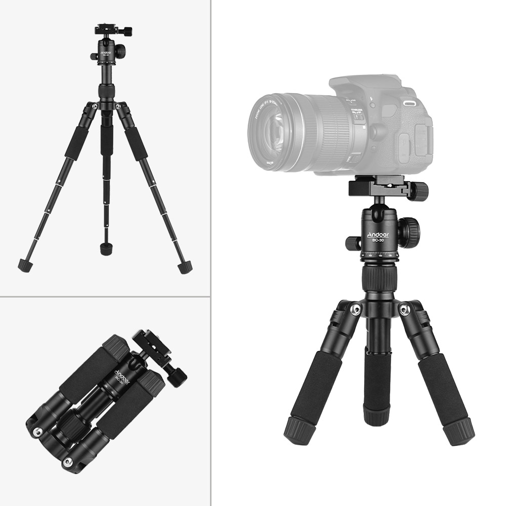 Andoer BC30 Mini Tabletop Tripod Stand with Ball Head 1/4" Quick