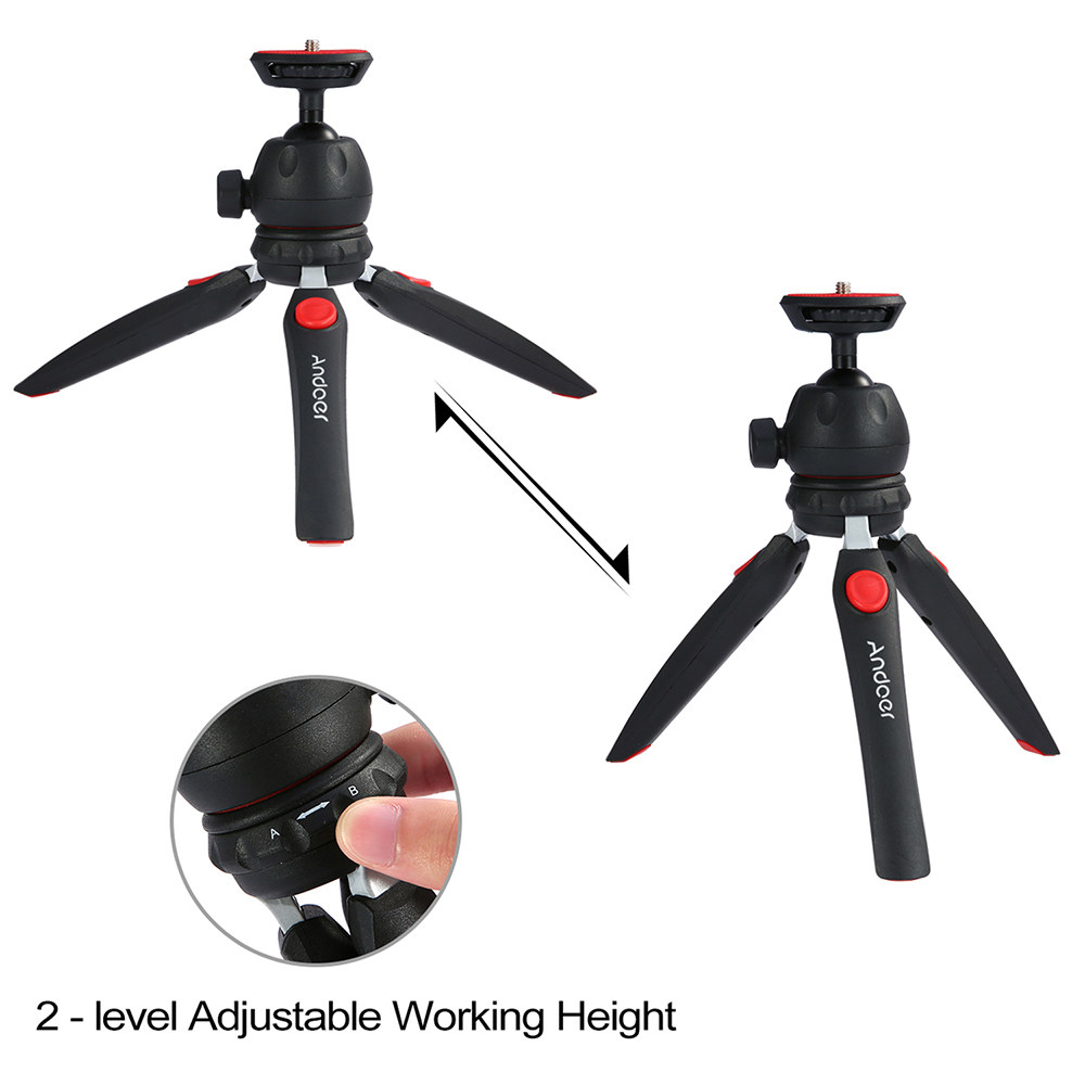 Andoer Mini Tabletop Tripod Phone Camera Tripod Removable Ball Head