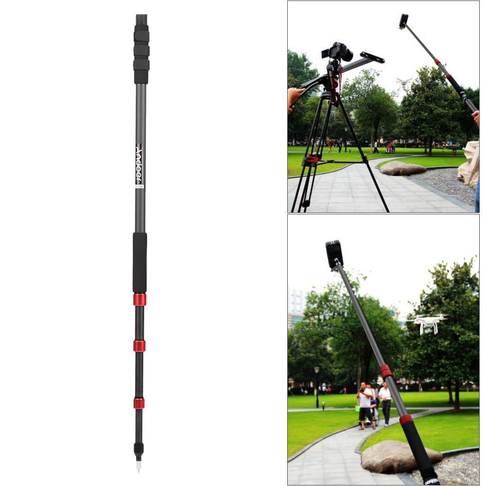 Andoer Telescoping Microphone Boom Pole Carbon Fiber,4 Sections