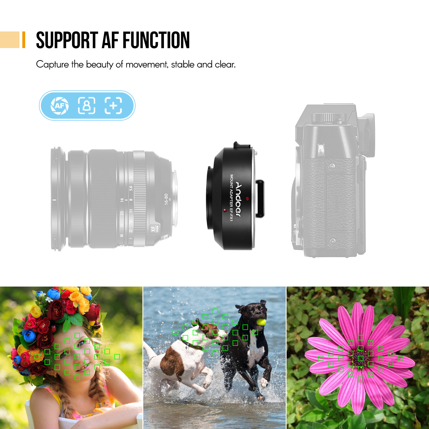 Andoer EFFX Auto Focus Lens Mount Adapter Ring Compatible with Canon EF/EFS Mount Lens to