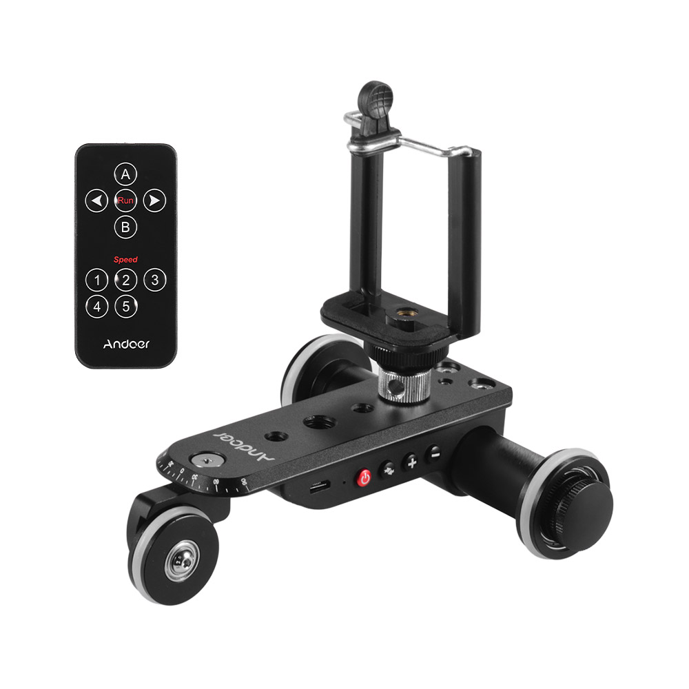 Andoer PPL06S Pro Auto Dolly Motorized Video Slider Skater 5 Speeds Adjustable Aluminum Alloy