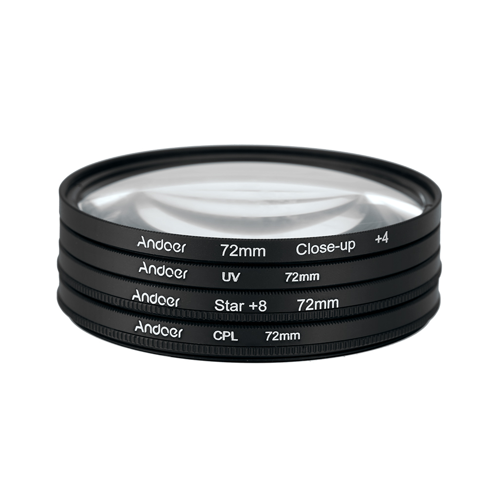 Andoer 72mm UV+CPL+CloseUp+4 +Star 8Point Filter Circular Filter Kit