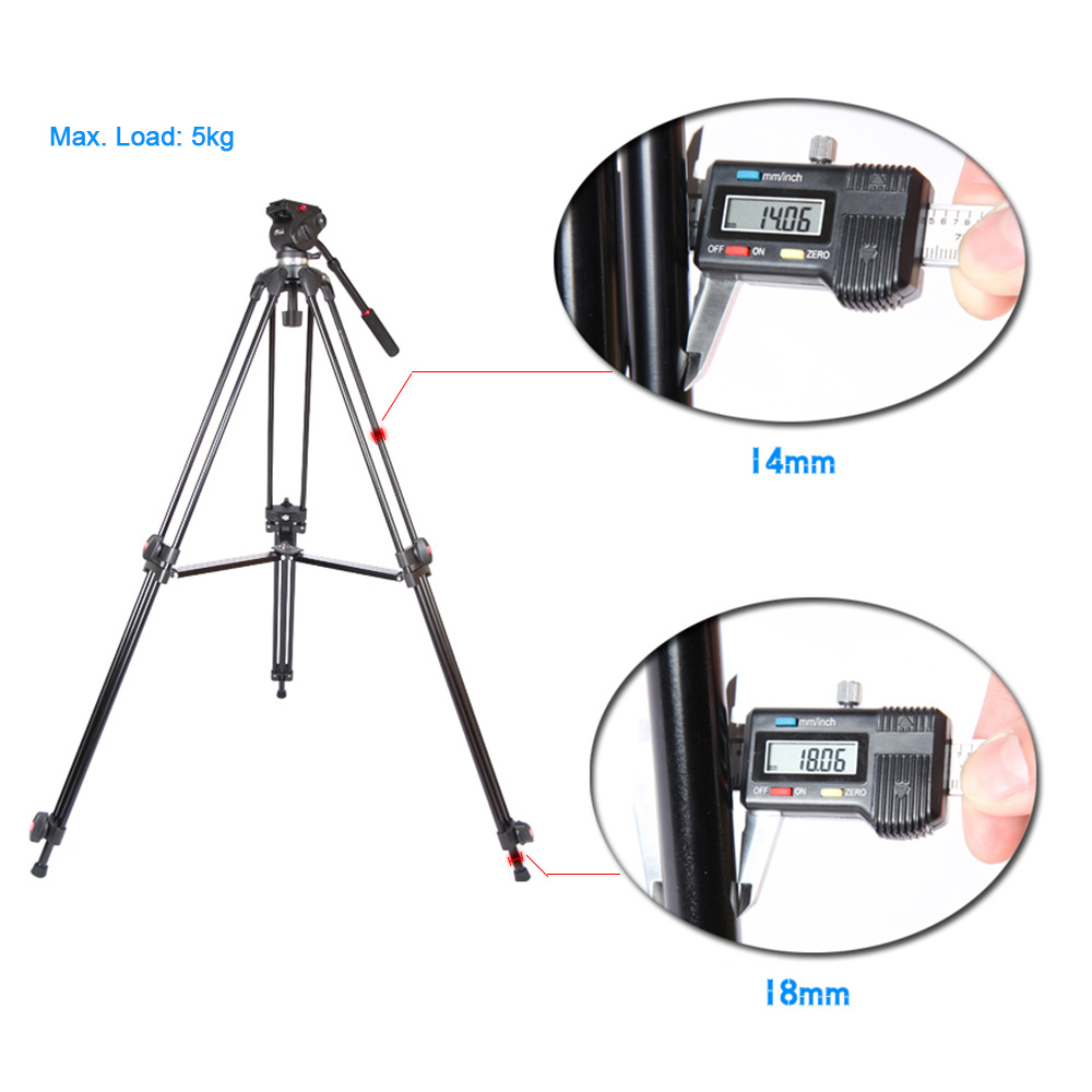 JY0508A 1.5m Foldable Telescoping Aluminum Alloy DSLR Camera Camcorder Video Tripod with Fluid