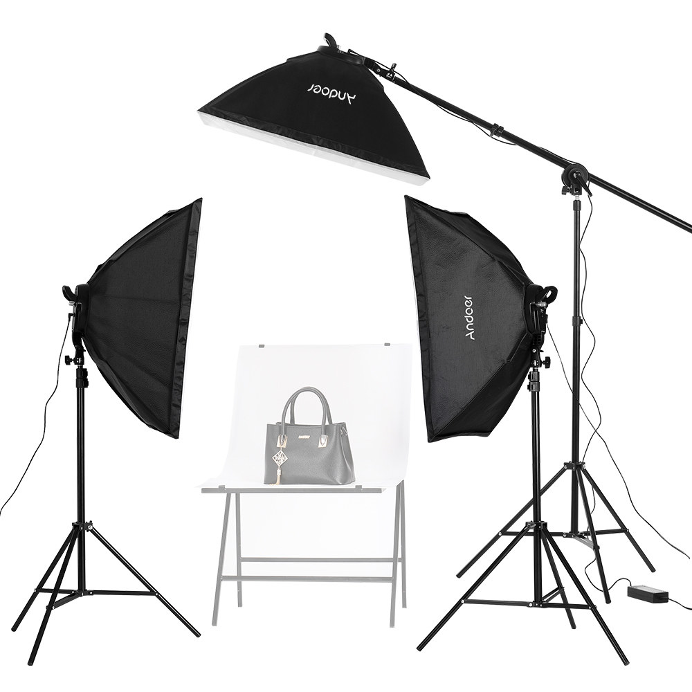 Andoer Studio Photography Softbox LED Light Kit Including 20*28 Inches Softboxes 45W Bicolor