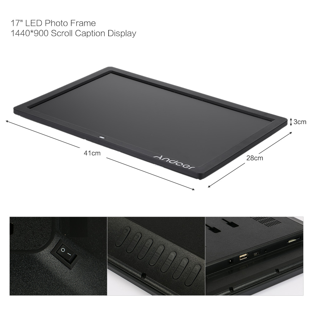 Andoer 17" LED Digital Photo Picture Frame High Resolution 1440*900